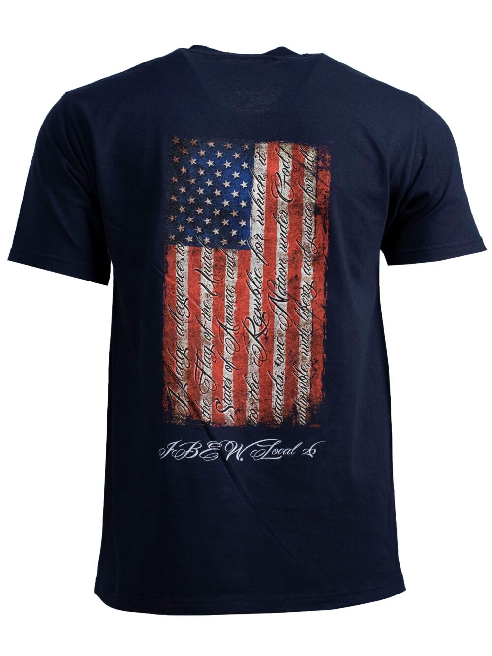 Short Sleeve Navy Pocket Shirt With American Flag - Backside