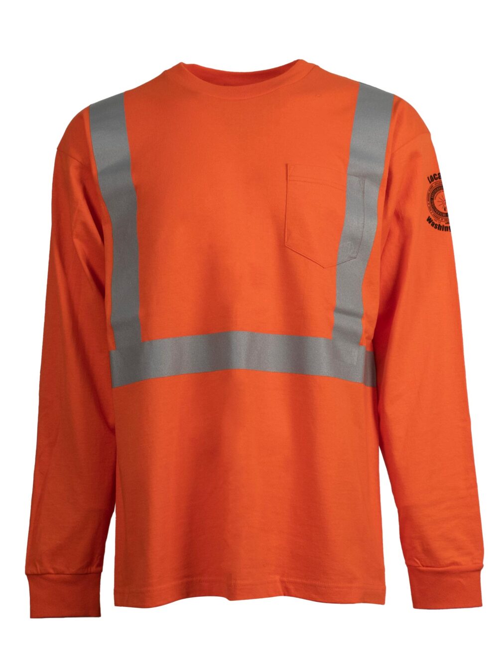 Long Sleeve Safety Pocket Shirt (Bright Orange) - Frontside
